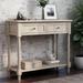 Solid Wood Console Table Side Table with 2 Drawers & Open Bottom Shelf, Traditional Entryway Table Sofa Table for Living Room