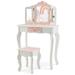 2-in-1 Kids Vanity Table Set with Tri-folding Mirror-Pink - N/A