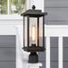 Modern Farmhouse 1-Light Black Outdoor Post Lights Patio Wall Lamps - L 6.7" x W 6.7" x H 15.7"