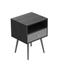 Dark Grey Wood and Metal Nightstand with 1 Drawer Save space Easy Assembly and Removable Drawer Handle