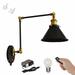 FSLiving Rechargeable Battery Operated Wall Sconce Dimmable Wireless Black Metal Adjustable Angle Retro Wall Luminaire Lighting Fixture Nightstand Lamp Corner Accent Lighting - 1 Light