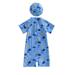 Suanret Toddler Kids Boys Rash Guard Swimsuit Jumpsuit Long/Short Sleeve Print Summer Swimwear Beachwear Blue Short Sleeve 3-4 Years