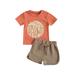 Sunisery 2Pcs Baby Boys Summer Outfit Linen Matching Clothing Sets Short Sleeve Letter Print T-shirts Tops+High Waist Shorts