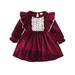 WIBACKER Toddler Baby Girls Velvet Lace Dress Party Gown Fall Winter