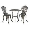 Noble House Cole Outdoor Cast Aluminum 3 Piece Bistro Set