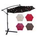 Sun Shade Umbrella with Wind Vent 8 Ribs Outdoor Patio Umbrella with Solar Powered LED 10 ft Waterproof Umbrella with Crank and Cross Base Suitable for Garden Backyard Swimming Pool Chocolate