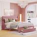 Walker Edison Storage Bed Velvet Upholstered Platform Bed w/ A Big Drawer Upholstered in Pink | 44.7 H x 65.4 W x 82 D in | Wayfair XD-310