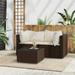 Suzicca 3 Piece Patio Set with Cushions Brown Poly Rattan