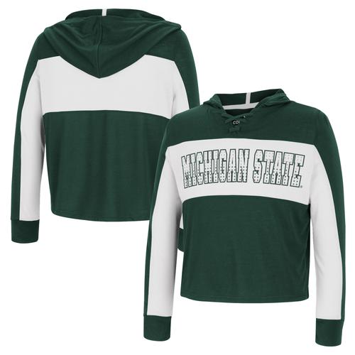 Mädchen Jugend Colosseum Green Michigan State Spartans Galooks Kapuzen-Langarm-T-Shirt mit Schnürung