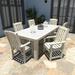 Alcott Hill® Kile Rectangular 6 - Person Outdoor Dining Set Plastic in White | 98.5" D x 55.5" W x 38.3" H | Wayfair