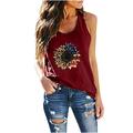 SOOMLON American Flag Shirt Women 4th of July Shirts USA Flag Graphic Patriotic Tshirt Tops Print Independence Day Pullover Crew Neck Sleeveless Red S