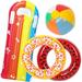 4 Pcs Inflatable Swimming Rings with 1 Beach Ball Inflatable Pool Float for Kids Adults Fruit Pool Float Summer Beach Toys