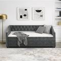Wildon Home® Twin Size Daybed w/ Twin Size Trundle Upholstered Tufted Sofa Bed, w/ Button On Back & Copper Nail On Waved Shape Arms | Wayfair