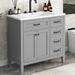 Red Barrel Studio® Joannes 35.98" Single Bathroom Vanity Set Wood/Ceramic in Gray | 35.98 H x 35.98 W x 18.03 D in | Wayfair