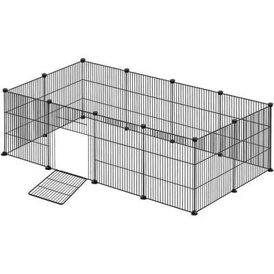 Freigehege Laufstall Laufgitter 142x72x36cm Welpenlaufstall Schwarz Kleintiergehege 35x35cm per