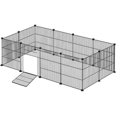 Naizy - Freigehege Laufstall Laufgitter 142x72x36cm Welpenlaufstall Schwarz Kleintiergehege 35x35cm