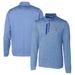 Men's Cutter & Buck Blue Los Angeles Chargers Helmet Stealth Heathered Quarter-Zip Pullover Top