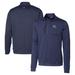 Men's Cutter & Buck Navy New England Patriots Helmet Stealth Heathered Quarter-Zip Pullover Top