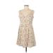 Shein Casual Dress - A-Line Plunge Sleeveless: Tan Floral Dresses - Women's Size 40