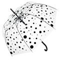 Blooms of London Schwarzer Tupfen Durchsichtiger, Transparent Designer Damen Regenschirm