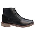 Mens Round Toe Laced Boots Black Tan Brown Real Leather Smart Casual Dress - Black 12 UK
