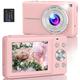 Digital Camera,Amdeurdi FHD 1080P 44MP Compact Camera,Vlogging Camera with 16X Digital Zoom for Students, Children,Beginners with 1 Battery - Pink