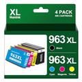 Hanink Compatible HP 963XL Ink Cartridges Multipack High Yield 963 XL Ink Cartridge Remanufactured HP Officejet Pro 9010 9020 9015 9025 9012 9016 9018 9019 Printer Black Cyan Magenta Yellow 4 Packs