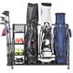 Mythinglogic Golf Organiser, Golf Club Organisers Extra Large Size Fits 3 Golf Bags, 12 Golf Clubs, Golf Balls and Golf Equipment, Golf Storage Rack with Lockable Wheels