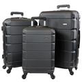 A2B Exodus Hard Sided Luggage Set - Hardsided Travel Suitcases with 4 Spinner Wheels | ABS Hard Shell Cases Large, Medium & Small AB00101 (Black, 3 Piece Full Set)