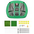 QWORK® golf chipping net, pop up golf practice net, with 2 golf mats and 12 training balls and golf tees accessories