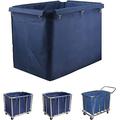 Replacement Liner Bag for Rectangle Commercial Laundry Cart/Rolling Laundry Basket, 400L Detachable Waterproof Oxford Cloth Storage Bags for Trolley (Color : Blue)