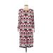 Sandra Darren Casual Dress - Shift Keyhole 3/4 sleeves: Pink Dresses - Women's Size Medium