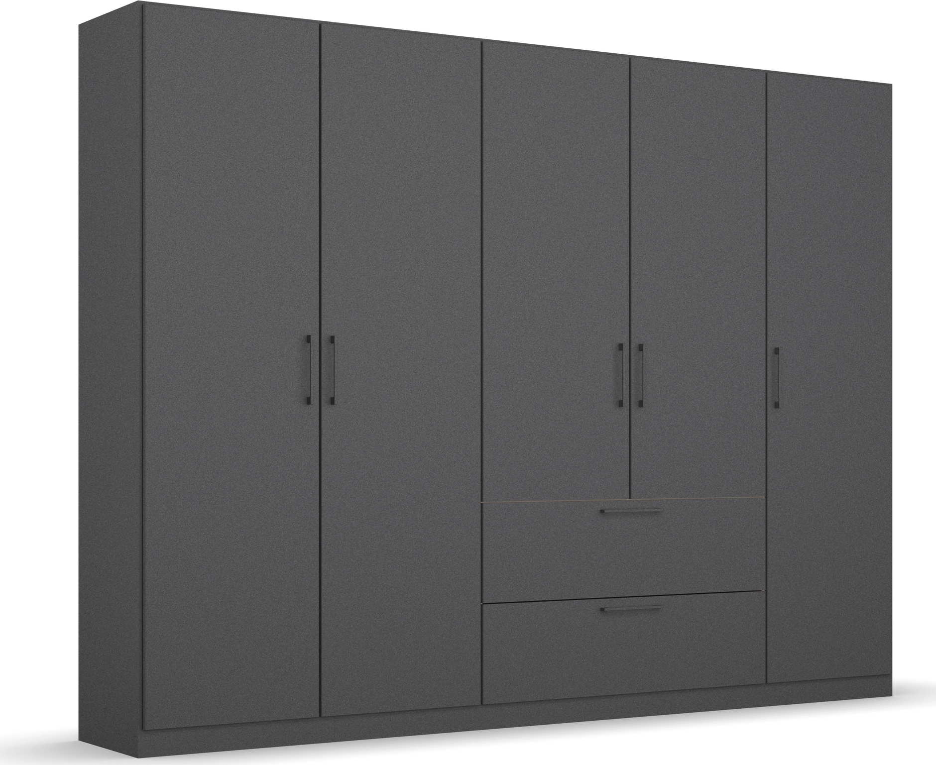 Drehtürenschrank INOSIGN BY RAUCH "Kleiderschrank Schrank Garderobe Wäscheschrank CHALLENGER", grau (grau metallic), B:226cm H:210cm T:54cm, Holzwerkstoff, Schränke, mit Spiegeltüren und geräumigen Schubladen MADE IN GERMANY Image