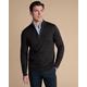 Men's Merino Zip Neck Jumper - Charcoal Black Grey, Small by Charles Tyrwhitt