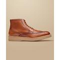 Men's Leather Brogue Boots - Dark Tan Brown, 10 R by Charles Tyrwhitt