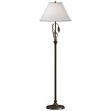 Forged Leaves and Vase 56"H Bronze Floor Lamp With Natural Anna Shade