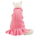 Goory Jumper Dresses Two-legged Pullover Solid Color Puppy Soft Sweater Dress Plain Fall Ruffle Clothing Cute Pet Supplies Pink M