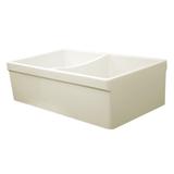 Whitehaus Collection Quatro Alcove Farmhaus Reversible Double Bowl Fireclay Farmhouse Sink WHQDB532-BISCUIT