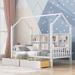 Walker Edison House Bed w/ 2 Drawers, Kids Bed w/ Storage Shelf Wood in White | Twin | Wayfair XD-300