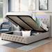 Walker Edison Storage Upholstered Platform Bed, Adjustable Headboard Featured w/ Bluetooth Audio, Led Light & Usb Charging Upholstered | Wayfair