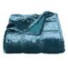 Rosdorf Park Annita Solid Faux Silk Velvet Double Box Stitch Romantic Western 50x60 inch Throw Blanket Rayon/Viscose in Blue | Wayfair