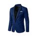 Penkiiy Men s Fashion England Solid Color High Quality Casual Single Breasted Suit Motorcycle Jacket Polyester Fiber Blue on Sale