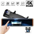 Car Rear View Mirror Camera Dual Dash Cam DVR Video Recorder Driving Recorder with Night Vision Panoramic Rearview Mirror with 4K 12 Full Touch Screen