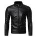 Black Jackets Winter Men s Casual Stand Collar Motorcycle Leather Jacket Coat