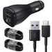 Fast USB C Dual-Port Car Charger with 2x Type C Cable 5ft Compatible for CAT S22 Flip - Dual USB Rapid Adaptive Fast Car Charger - Black