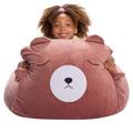 Zoomie Kids Cozy Animal Small Classic Bean Bag Polyester/Scratch/Tear Resistant in Red/Gray | 18 H x 18 W x 18 D in | Wayfair