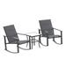 Latitude Run® Killona 3 Piece Outdoor Rocking Chair Bistro Set w/ Flex Comfort Material & Metal Framed Glass Top Table Metal | Wayfair