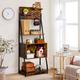 17 Stories 5-Tier Bookshelf w/ Pegboard Floating Shelves Freestanding Display Storage Rack For Home Office - Rustic, in Brown | Wayfair