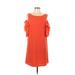 Elaine Turner Casual Dress - Shift Cold Shoulder Short sleeves: Orange Print Dresses - Women's Size Medium