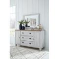 Signature Design by Ashley Haven Bay Dresser & Mirror Wood in Brown/White | 64 H x 64 W x 21 D in | Wayfair B1512B1